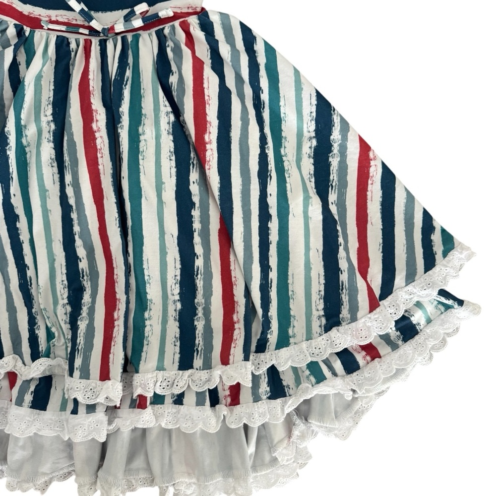 Cheeky Plum Striped Ruffle Twirl Dress Size 6 - Picture 4 of 9